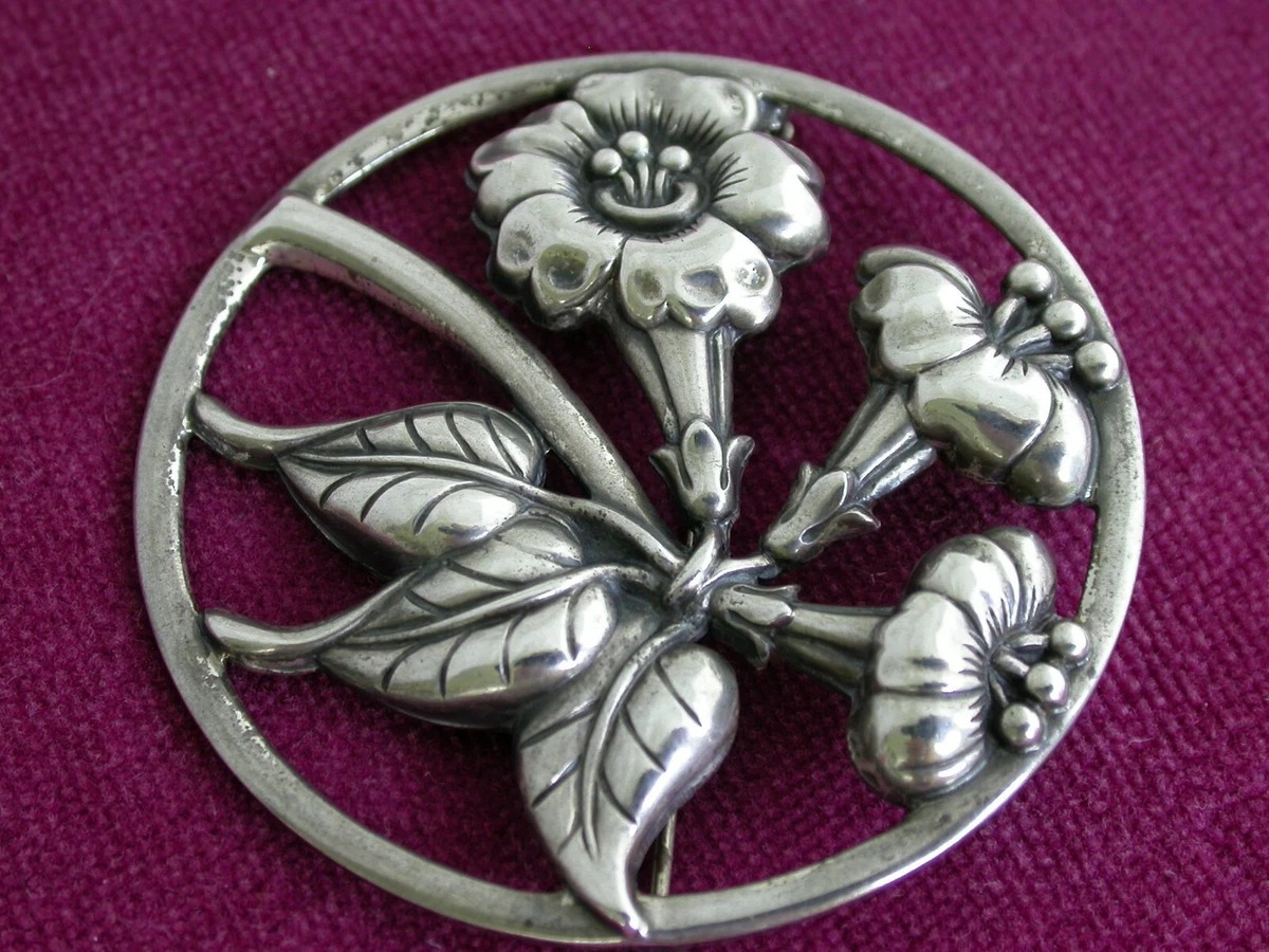Vintage Danecraft Sterling Silver Danecraft Floral Brooch Pin L2699