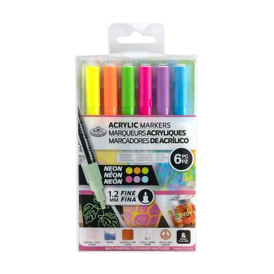 Royal Langnickel 1,2 mm feine Spitze Acrylfarbe Marker Neon Set 6 Stück