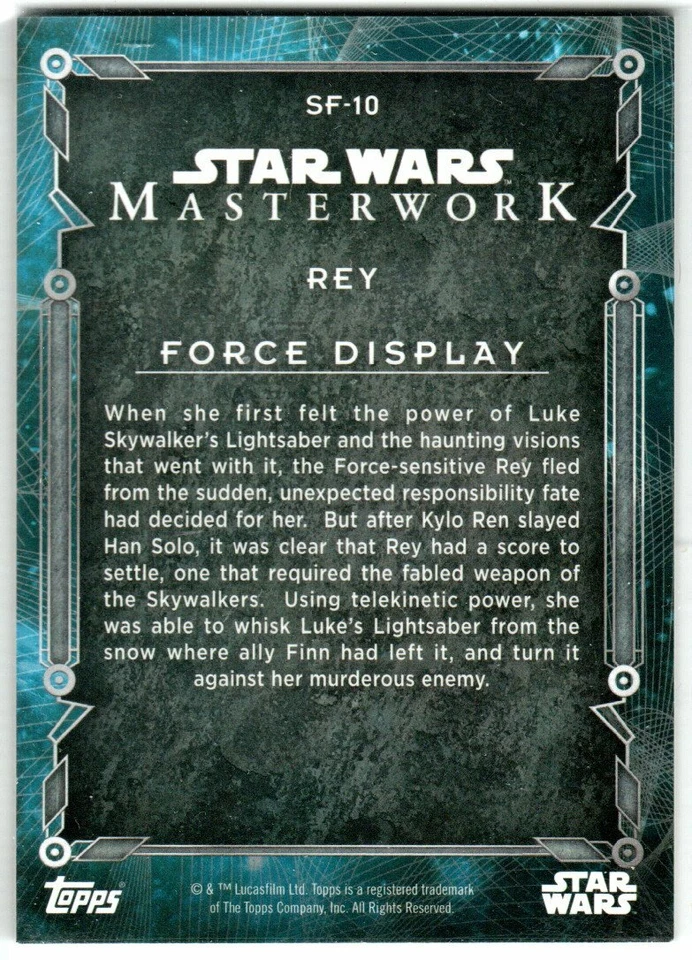 STAR WARS 2016 TOPPS MASTERWORK SHOW OF FORCE SF-10 REY WOOD PARALLEL #'D 22/50 - Image 2 of 2
