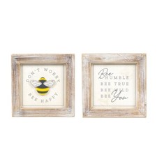 New "Bee Happy" Frame SIGN Reversible Table Decor Farmhouse Bumblebee Bees