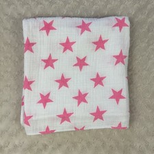 Aden  Anais Big Hot Pink Stars Baby Swaddle Blanket White Muslin Cotton