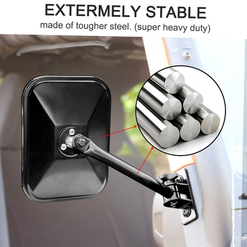 Pair Rear Side View Mirrors Door Off Quick Release for Jeep 97+ AU Stock - Picture 7 of 10