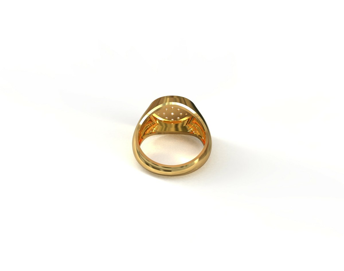 18K Gold Diamond Signet Ring Natural Diamond Ring 0.22 Ct
