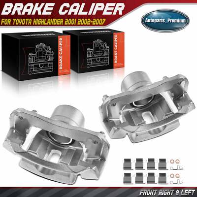 Pair Front Brake Calipers with Bracket for Toyota Highlander 2001 2002-2007 GAS