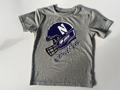 EUC UNDER ARMOUR Northwestern Wildcats Boy Girl Short Slve Football T-Shirt Sz 5