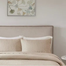 510 Design King/ Cal King 3pc Coverlet Set with 2 shams color khaki