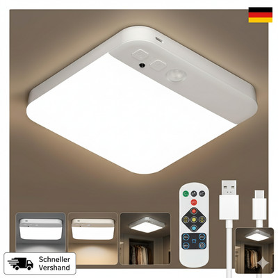 Kambo LED Deckenlampe Mit Bewegungsmelder - Akku Deckenleuchte Innen USB - Lamp
