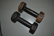 Vintage York Barbell Round Flat Bottom Dumbbe...