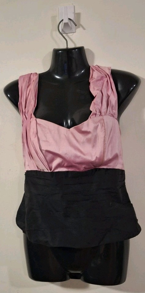 Tracey Saywell Formal Sweetheart Bodice Corset Top, Taffeta- Pink & Black (109)