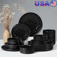 Ripple Stoneware 18 Piece Dinnerware Set Non-Toxic Scratch Resistant Tableware