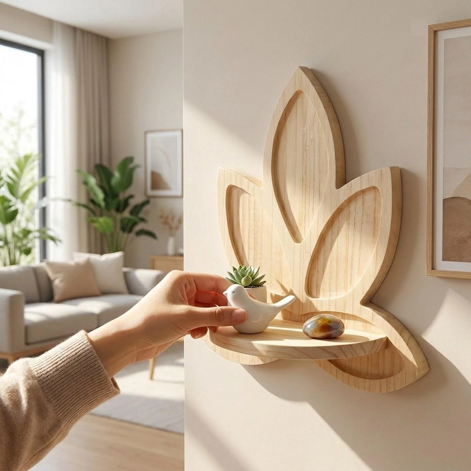 Wall Shelf Hanging Rack Ornament Wall Mounted Elegant Boho Rustic Home Decor for