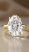 3 Ct Oval Cut White Diamond Ring  Lab Grown  14K Yellow Gold  by SameerSh53