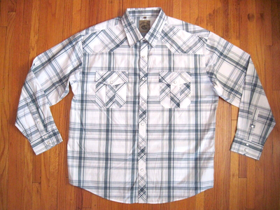 #ad #ad Coevals Club Gray Blue White Plaid Pearl Snap 2XL Western Cowboy Ranch Shirt New $25.99