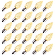 Warm White C7 LED Replacement Bulbs - 25 Pack for Dimmable Holiday Lighting