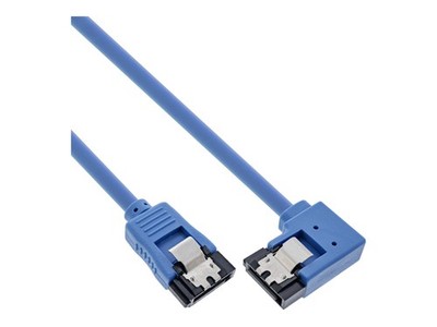 InLine Cavo SATA 6 Gb/s Angolato Rotondo Blu - 0,15 M Con Linguetta - Collegamento Seriale Per Hard Disk E SSD - 3