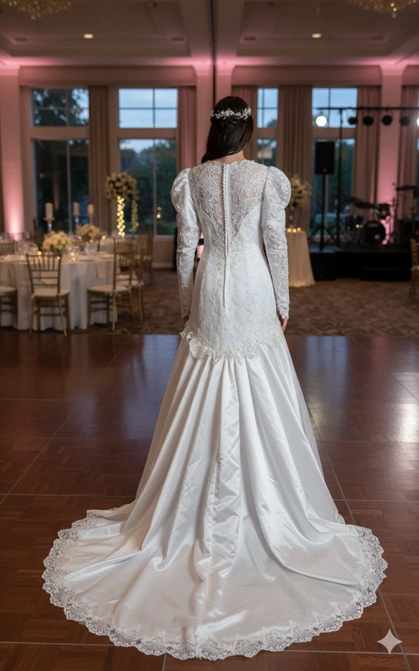 1990-е ПРИНЦЕССА ТРАНСФОРМИРУЕМЫЙ ЕЩЕ БЕЛЫЙ СВАДЕБНОЕ ПЛАТЬЕ РАЗМЕР 6 - Изображение 4 из 4