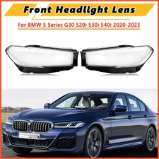 Pair Front Headlight Lamp Lens Cover For BMW 5 Series G30 G38 520i 530i 2019-23