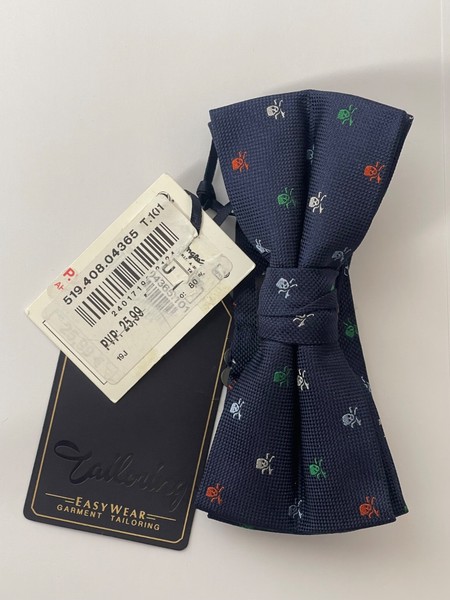 Pajarita Azul marino con estampado de calaveras para boda, comunión o graduación