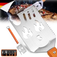 8-in-1 Grillspachtel für Barbecue, Multifunktion Grillbesteck mit Holzgriff DE