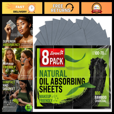 Natural Oil Blotting Sheets - 800 Bamboo Charcoal Absorbing Papers for Oily Skin