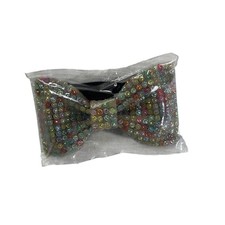 Pacgoth Crystal Rhinestone Bow Tie Adjustable Strap Elegant Tuxedo Accessory Ne