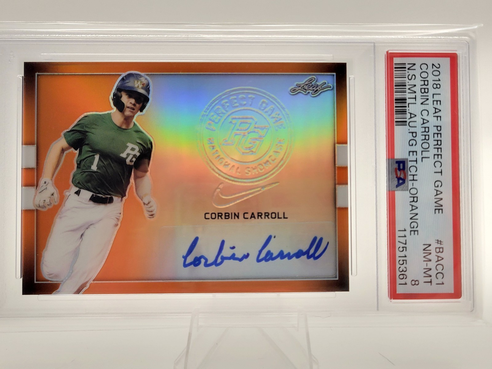 🟠🔥 2018 Leaf Perfect Game - Metal Autographs Corbin Carroll Orange /2 (AU, RC)