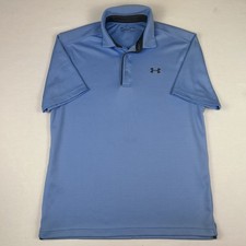 Under Armour The Playoff Polo Golf Shirt Men  s Size Medium Blue Loose Fit Ribbed