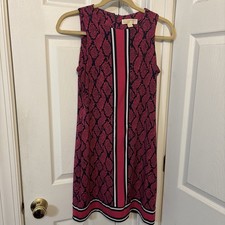 Michael Kors Pink Navy Snake Print Striped Sleeveless Sheath Dress Sz S