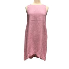 100% Linen Amazhiyu Hi/Low Dress Size Small Pink Pockets Minimalist sleeveless