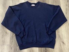 Vintage Hanes Sweatshirt Size Large Blank Blue Crewneck 90s Premium Weight