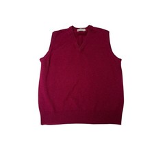 L.L.Bean Vintage Lambswool Sweater Vest Mens Large V Neck Burgundy