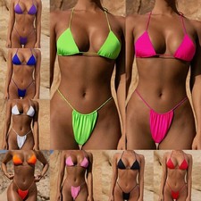 Sexy Damen-Mini Micro-Tanga Unterwäsche G-String BH Set Bikini Bademode BE