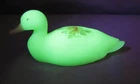 Fenton Glass Satin Burmese Pink Uranium Hand Painted Duck Figurine 5" Mendenhall