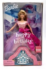 2001 Happy Birthday Barbie Puppe mit Tiara / Krone - Mattel 54219, NrfB
