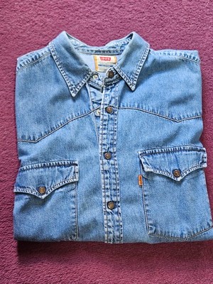 Levis Jeans Hemd blau Gr. L Kupfer-Knöpfe Orange Tab
