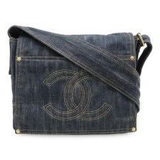 Chanel Sparkling Denim Shoulder Bag Women Blue One Size