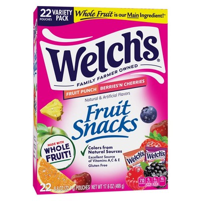 Welch's Fruit Snacks Gluten-Free Fruit Punch & Berries 'N Cherries Soft Fruit Sn