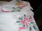 Pair of Hand Embroidered Tablecloths 1 is Christmas & Hand Crocheted Doilies — photo 4