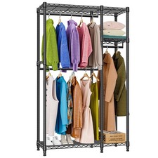 Heavy Duty Rolling Garment Rack 3 Tiers Adjustable Wire Shelving 15.7 D x 43.3