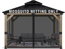 Aoodor Universal 10x10 ft Gazebo Mosquito Netting, 10x10ft/Plus, Black 