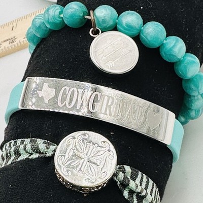 Rustic Cuff Cowgirl at Heart Turquoise Stack Bracelet Set Pouch
