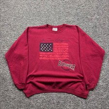 Vintage 90s Hanes Heavyweight American Flag Graphic Sweatshirt Red Size XL