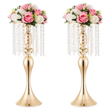 Gold Centerpieces for Table Wedding: 21.3in Crystal Flower Arrangement Stand,...