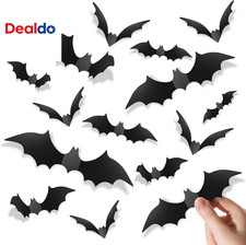 140Pcs Bats Halloween Decorations Party Supplies, Realistic PVC 3D Black Scary