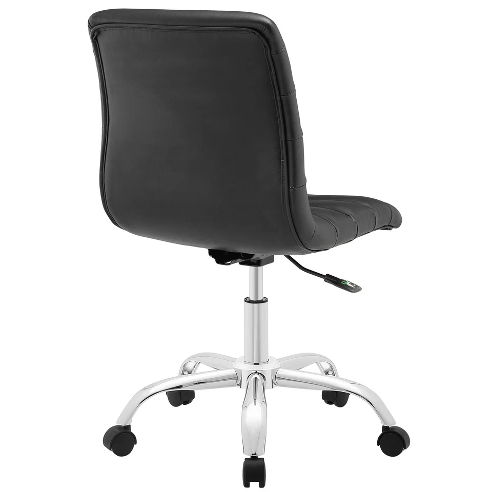 Ripple Armless Mid Back Vinyl Office Chair - Black - Image 3 of 4