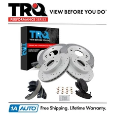 TRQ Performance Front & Rear Brake Pad & Rotor,Shoe & Drum Kit Fits Honda