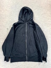Mens Hoodie Black Fleece Lined Full Zip Everyday Casual Streetwear Walking Warm