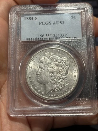 1884 s morgan silver dollar PCGS - AU53 Lustrous!
