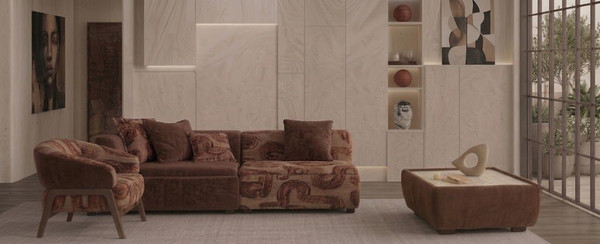 3-Sitzer Sofa Sessel Kaffeetisch GeräUmig Braun Wohnzimmer Modern-image
