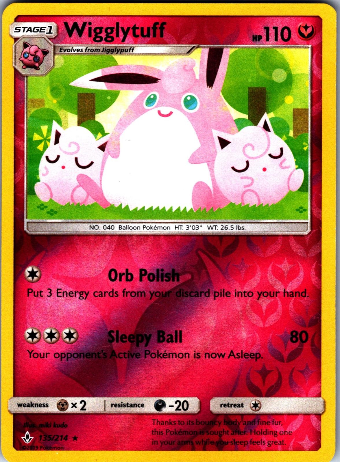 WIGGLYTUFF 135/214 UNBROKEN BONDS RARE REVERSE HOLO LIGHTLY PLAYED 1